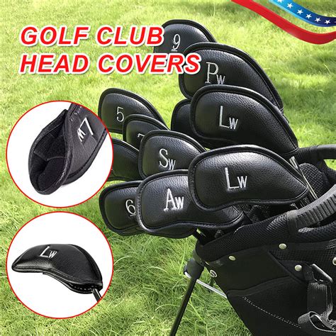 Golf Club Iron Covers 12 Pack, Synthetic Leather Deluxe Head Cover Set ...