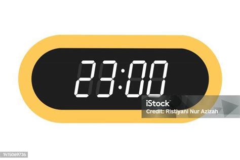 Vector Flat Illustration Of A Digital Clock Displaying 2300 Stock