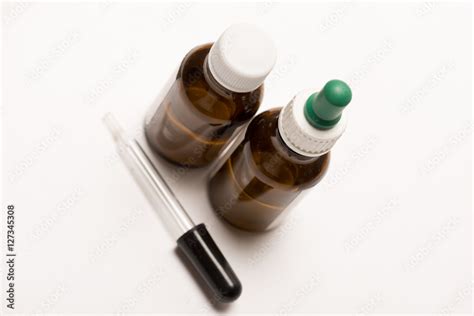 Dropper bottles on white background for drop medication Stock Photo ...