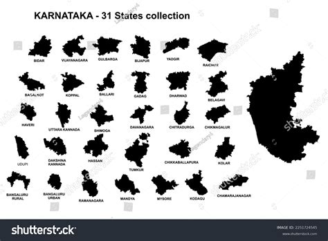 Karnataka Collection 31 Districts Including Vijayanagara Stock Vector ...