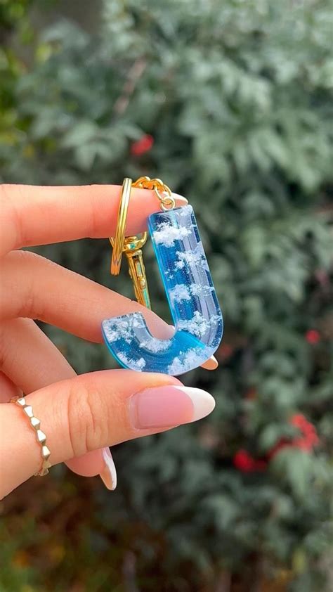 Resin Initial Keychain Cloud Keychain Resin Jewelry Resin Crafts