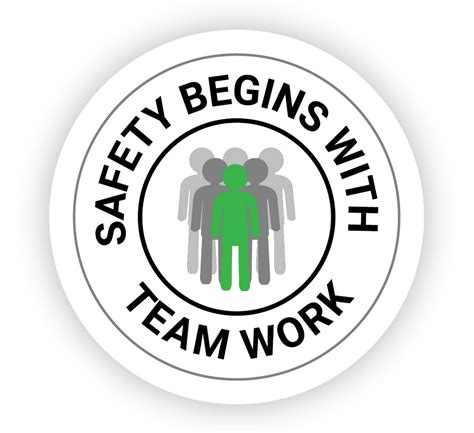 Safety Begins With Team Work With Icon Hard Hat Sticker