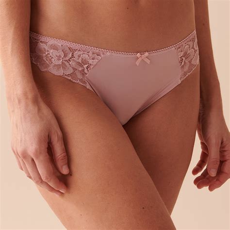 Buy La Vie En Rose Microfiber And Lace Bikini Panty Pink Online