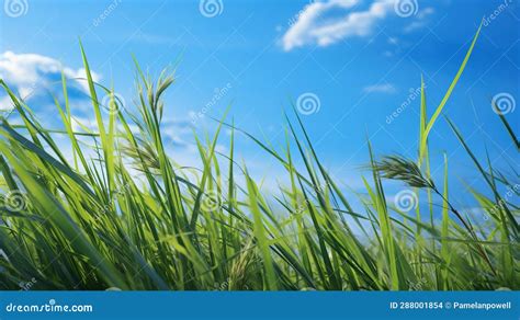 Green Grass Blue Sky stock photo. Image of tree, sunshine - 288001854