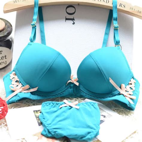 Buy New 2017 Japanese Bra Set Solid Bow 3 Breasted Push Up Bra Sets Sexy