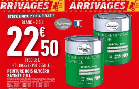 Promo Peinture Bois Glycéro Satinée 25l Théodore Chez Brico Cash