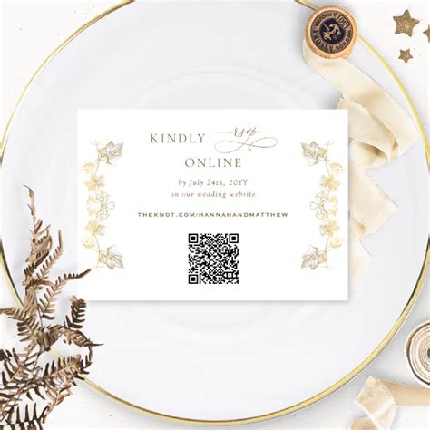 White And Gold Gilded Qr Code Rsvp Wedding Enclosure Card Zazzle