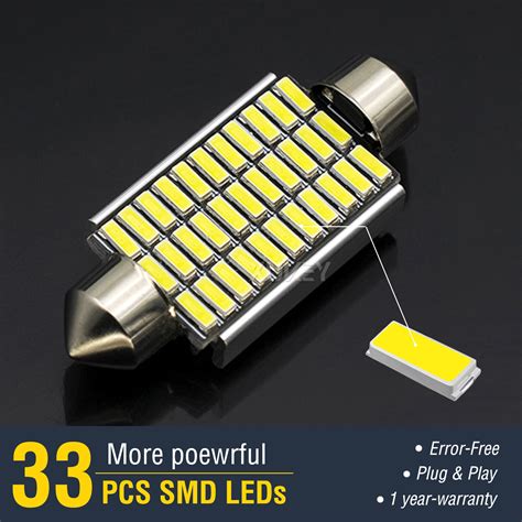 42MM 41MM 33 SMD LED 12V FESTOON INTERIOR CAR BULB LIGHT WHITE 6000K