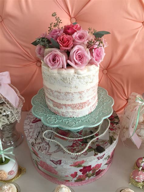 Pink Ombre Naked Cake Baby Shower Shabby Chic It S A Girl Laces