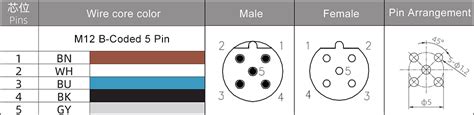 M12 Connector Coding Pinout Wiring Color Code And 55 Off