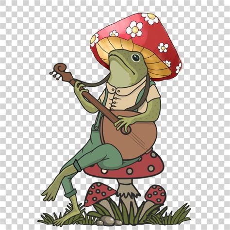 Frog Mushroom Png Frog With Mushroom Hat Cute Cottagecore Aesthetic