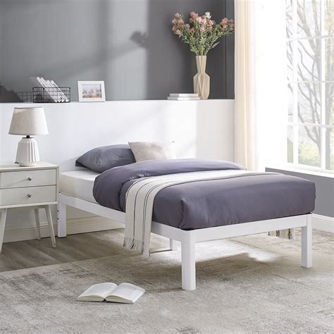 Mainstays Wood Slat White Metal Platform Bed Frame, Twin - Walmart.com