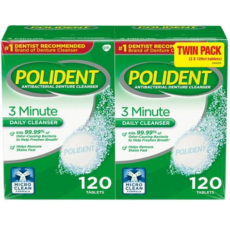 Polident 3 Min Mint Antibacterial Denture Cleanser Effervescent Tabs