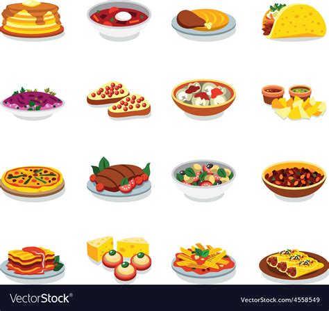 Flat Design Icons Food Royalty Free Vector Image