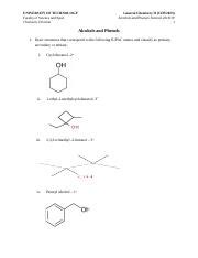 CHY2023 ALCOHOLS AND PHENOLS TUTORIAL 2020 21 ANSWERS Docx