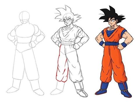 How To Draw Goku Full Body With Step By Step Pictures Goku Drawing Goku Drawings