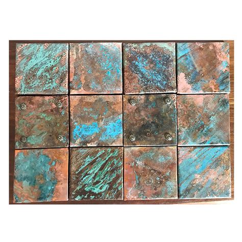 Copper Tile 4x4 Patina And Wax Perfect For Backsplash Or Etsy