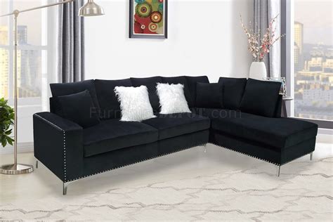 LCL-019 Sectional Sofa in Black Velvet