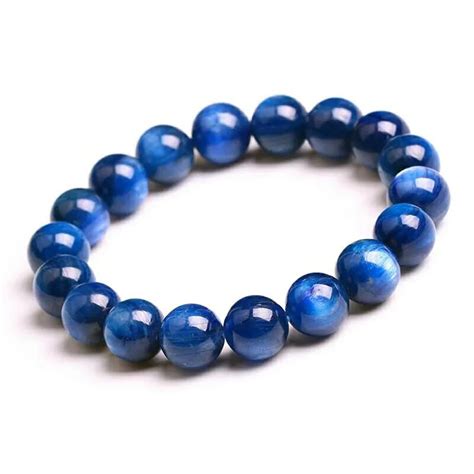 11mm Genuine Blue Gemstone Natural Kyanite Bracelet Women Men Stretch