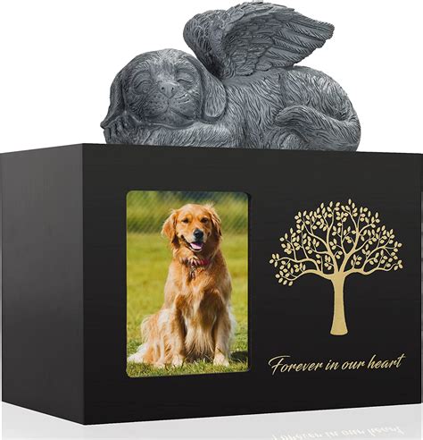 The7boX Tierurnen für Hunde Urne Hund Holz Schwarz Hunde Urne Kommt mit