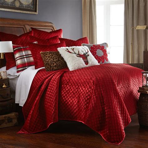 Levtex Home Red Velvet Quilt Set Christmas Bedding Set Christmas