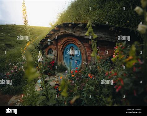 Hobbiton Movie Set Matamata New Zealand 11 06 2023 Panorama Of