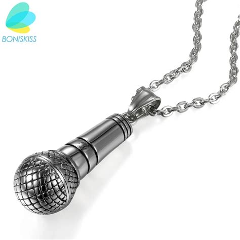 Boniskiss Hip Hop Silver Color Stainless Steel Ice Out Bling Music