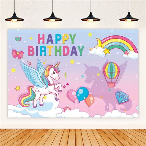 5x3ft Unicorn Birthday Photography Background Banner Unicorn Birthday ...