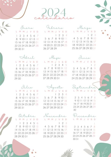 Calendario Plantilla Canva Gratis