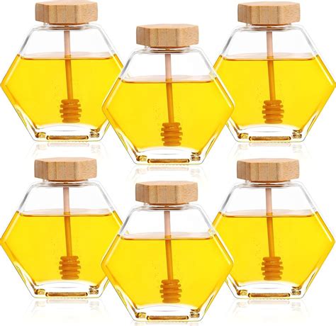 Amazon Sunnyray Pcs Oz Ml Hexagonal Glass Honey Jars