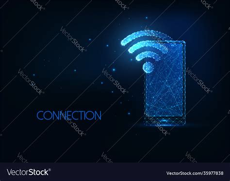 Futuristic Wifi Network Concept With Glowing Low Vector Image