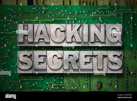 Hacking Secrets Phrase Made From Metallic Letterpress Blocks On The Pc