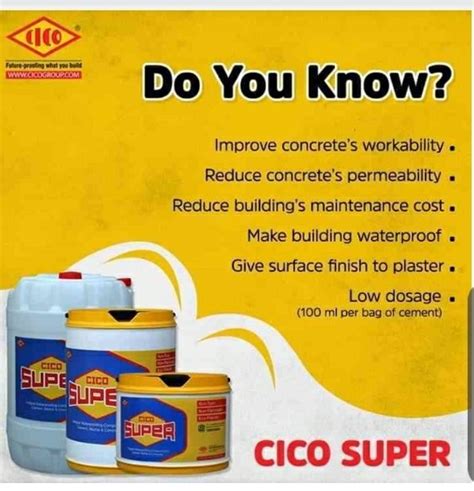 Liquid Cico Super Integral Waterproofing Packaging Size 20kg