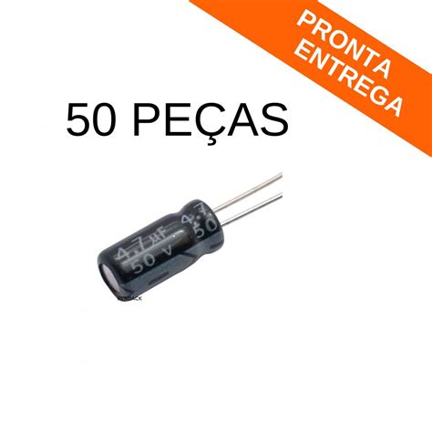 Kit 50 Peças Capacitor Eletrolítico 47uf 50v 105º 5x11 Capacitores Achei Componentes