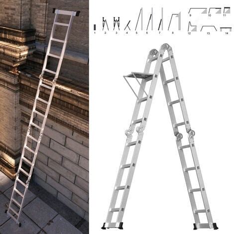 4 7M Aluminium 14 In1 Folding Ladder Multi Position Purpose Platform