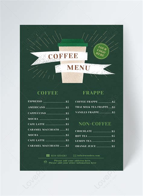 Template Desain Menu Kafe Hijau Tua Untuk Diunduh Gratis - Lovepik