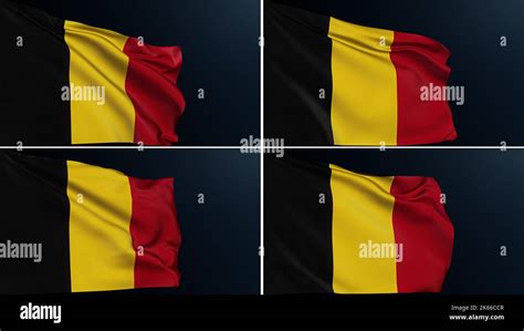 belgium flag brussels sign belgian tricolor set 4 Stock Photo - Alamy