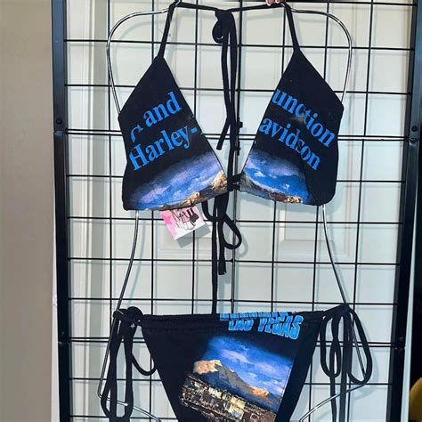 Harley Davidson Reworked Bikini Etsy