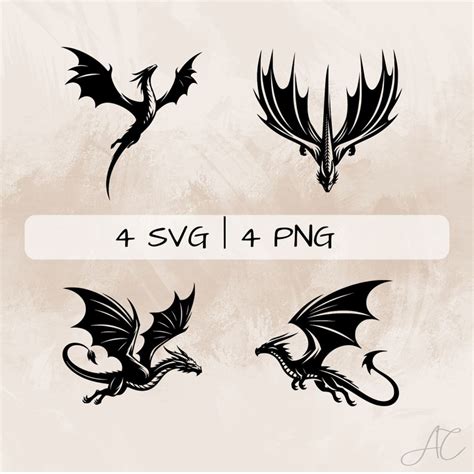 Dragon SVG Bundle, Flying Dragon PNG, Dragon Wings Clipart , Hand Drawn Dragon Pictures for ...