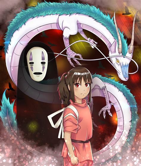 Chihiro No Face And Haku The Dragon From Spirited Away R Animeart