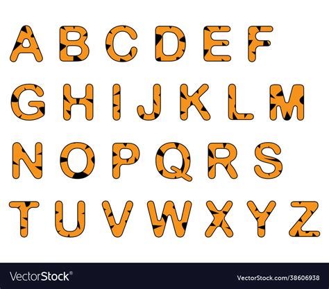 Alphabet With Tiger Skin Texturetiger Font Vector Image