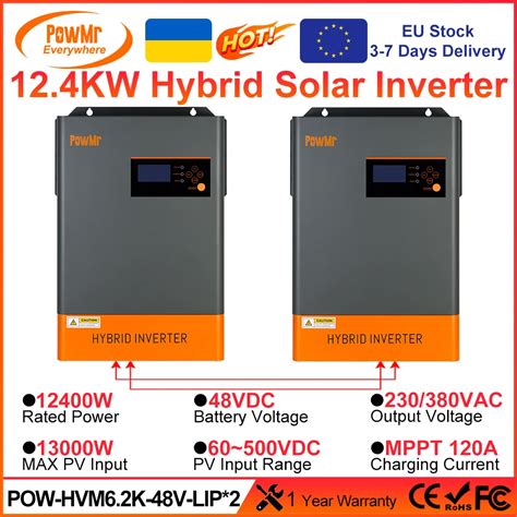 Powmr 12 4kw Hybrid Solar Inverter 48v To 220vac 380vac Three Phase