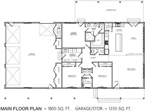 Ranch Style House Plan 3 Beds 2 5 Baths 1805 Sq Ft Plan 1084 6