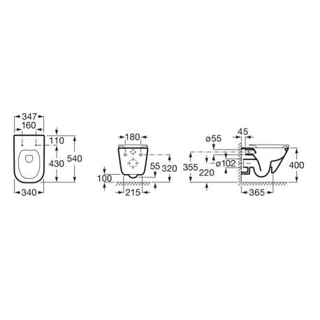 Pack Wc Suspendue Sans Bride Rimless Square The Gap Roca A H L