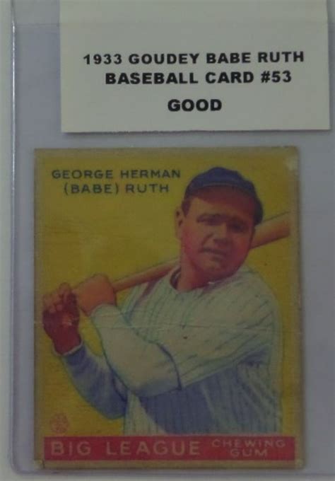 Coach S Corner Goudey Babe Ruth Baseball Card Poor Good