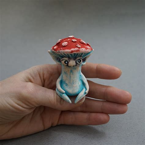 Magic Mushroom Figurine Ceramic Mushroom Figurines Unique Clay Amanita