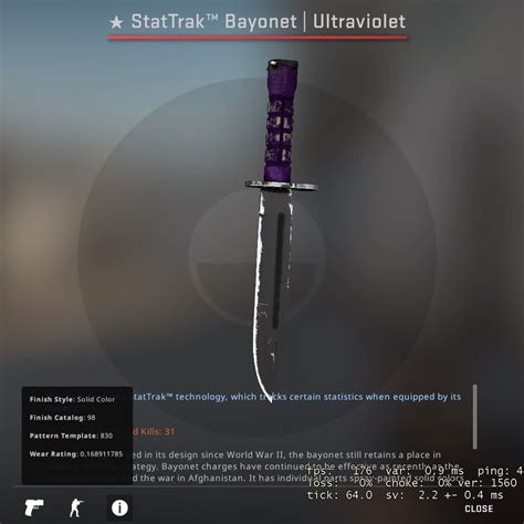 Csgo Bayonet Mw FT ST Ultraviolet Video Gaming Gaming Accessories In