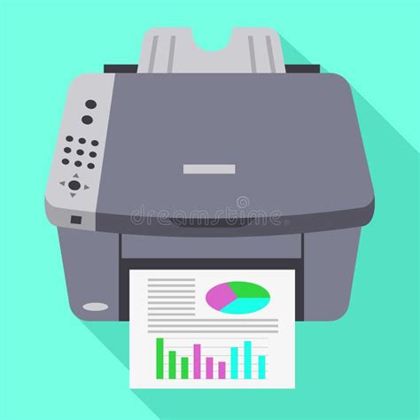 Color Office Printer Icon Flat Style Stock Vector Illustration Of