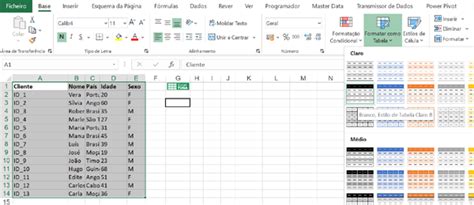 Formatar Intervalos De Dados Como Tabelas Excel Format As Table