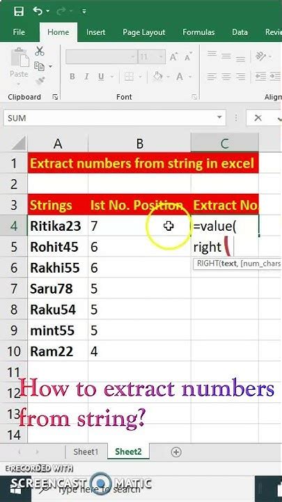 Extract Numbers From Text In Excel How To Extract Numbers From Text In Excel Shorts Youtube